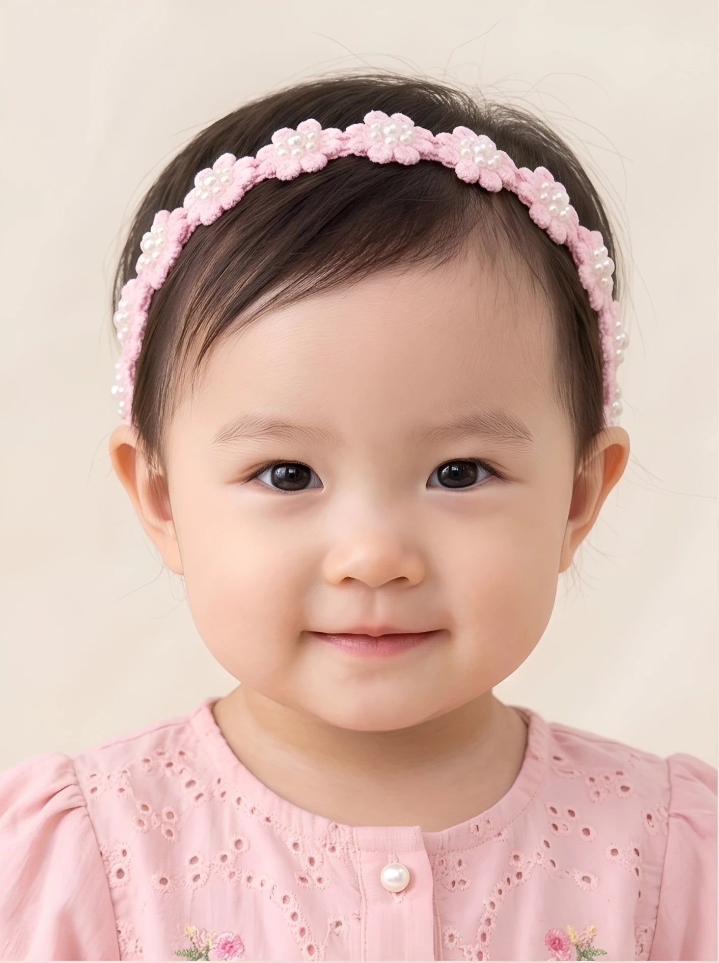 Choko Floral Lace Beaded Hair Band Pretty in Pink for Girls - Choko