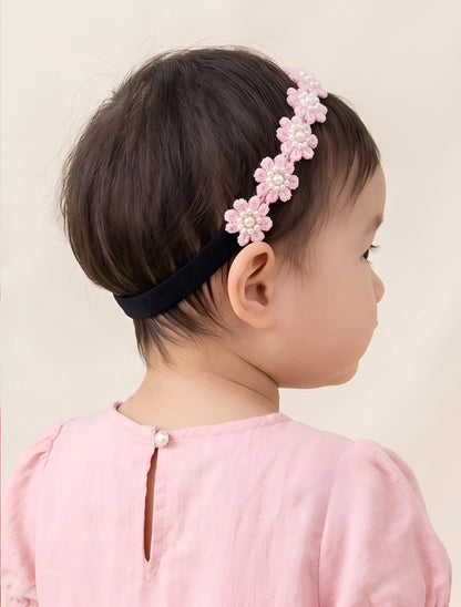 Choko Floral Lace Beaded Hair Band Pretty in Pink for Girls - Choko