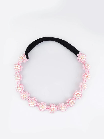 Choko Floral Lace Beaded Hair Band Pretty in Pink for Girls - Choko