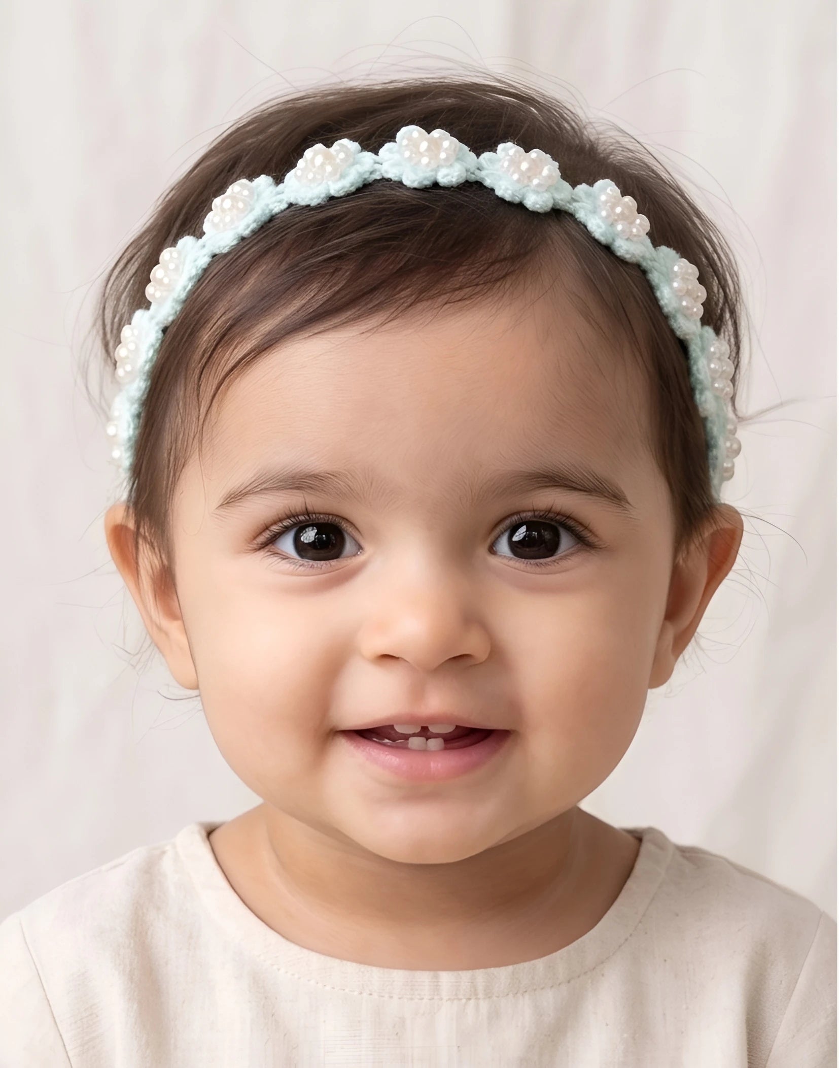 Choko Soft Blue Floral Beaded Hair Band Graceful for Girls - Choko