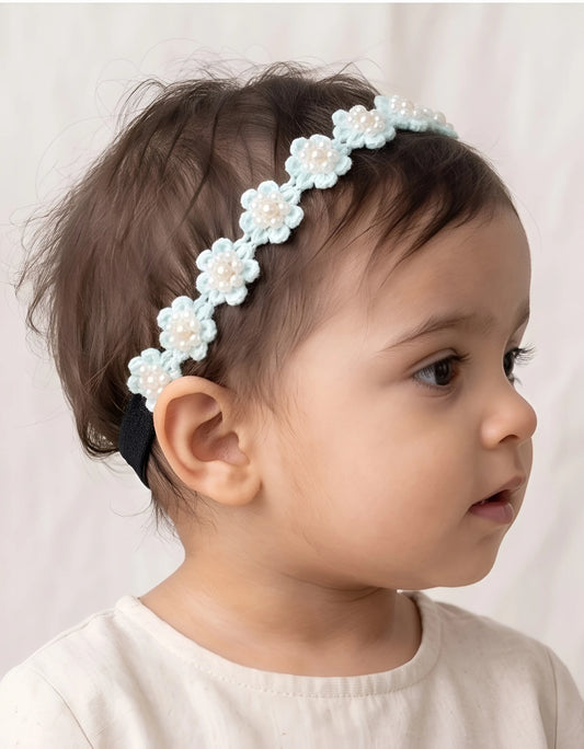 Choko Soft Blue Floral Beaded Hair Band Graceful for Girls - Choko