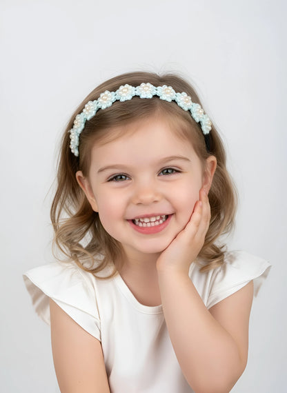Choko Soft Blue Floral Beaded Hair Band Graceful for Girls - Choko