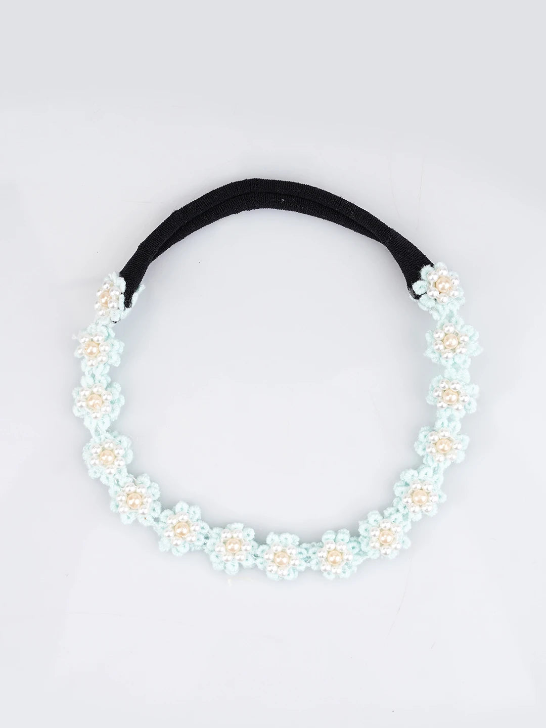 Choko Soft Blue Floral Beaded Hair Band Graceful for Girls - Choko