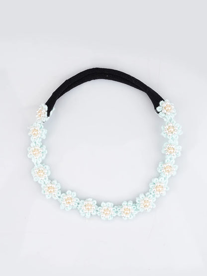 Choko Soft Blue Floral Beaded Hair Band Graceful for Girls - Choko