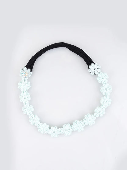 Choko Soft Blue Floral Beaded Hair Band Graceful for Girls - Choko