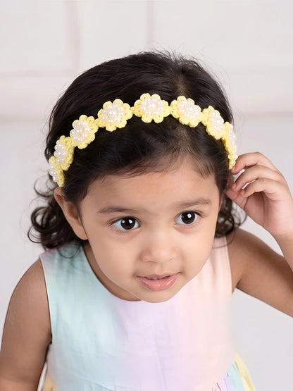 Choko Yellow Floral Beaded Hair Band Sunshine Blooms for Girls - Choko