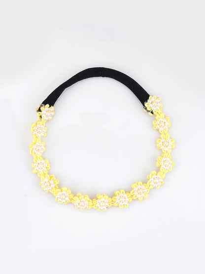 Choko Yellow Floral Beaded Hair Band Sunshine Blooms for Girls - Choko