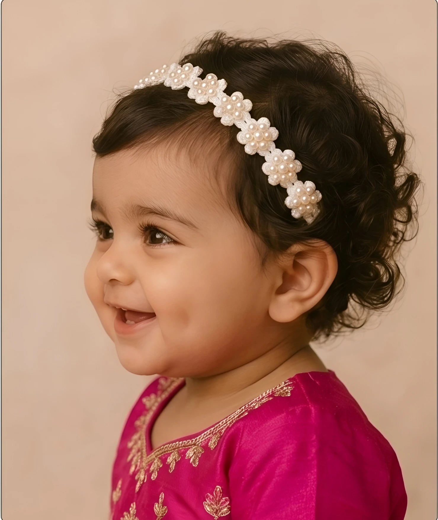 Choko White Floral Beaded Hair Band Pearl Blossom for Girls - Choko