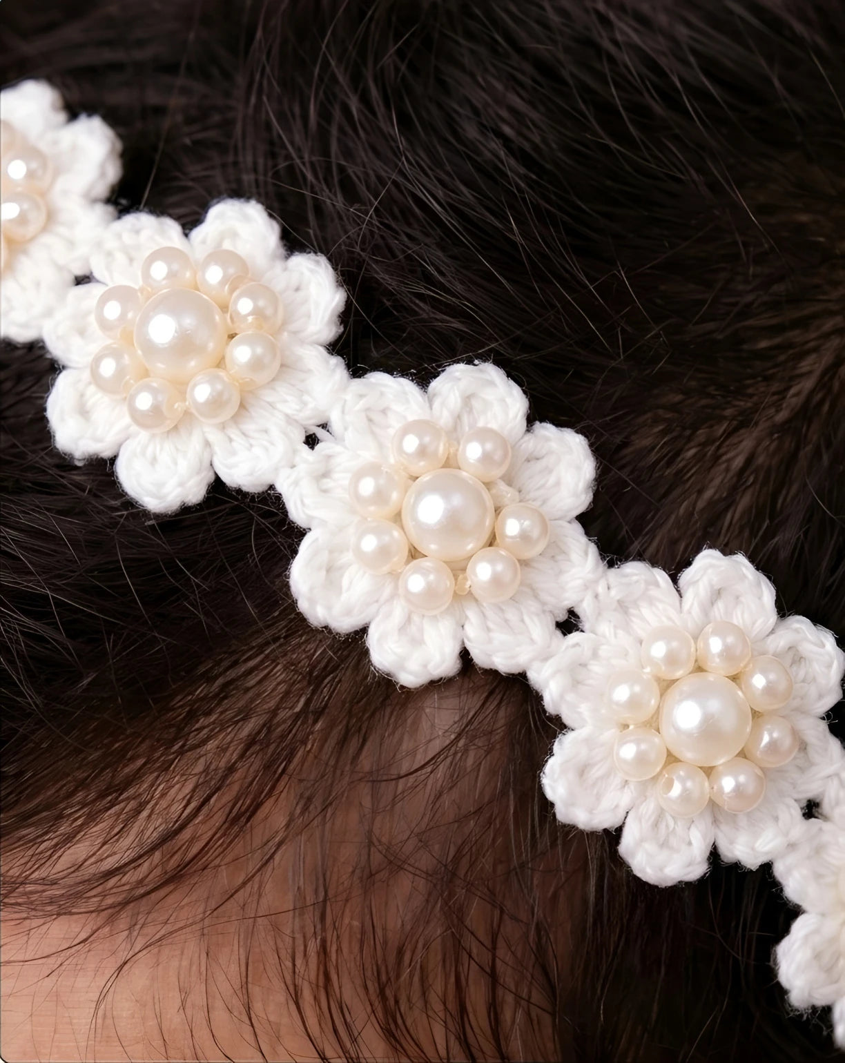 Choko White Floral Beaded Hair Band Pearl Blossom for Girls - Choko