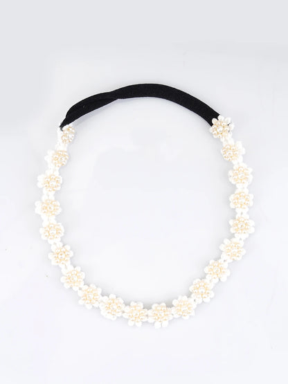 Choko White Floral Beaded Hair Band Pearl Blossom for Girls - Choko