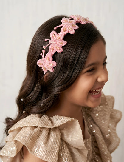 Blushing Butterfly Beauty Beaded Hairband for Girls & Kids - Peachy Pink - Choko