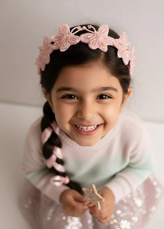 Blushing Butterfly Beauty Beaded Hairband for Girls & Kids - Peachy Pink - Choko