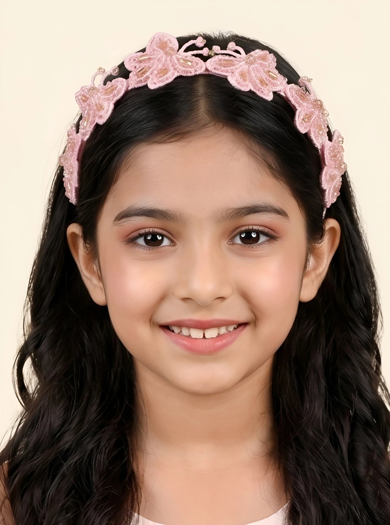 Blushing Butterfly Beauty Beaded Hairband for Girls & Kids - Peachy Pink - Choko