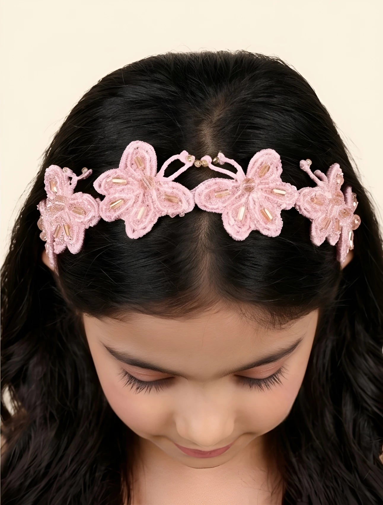Blushing Butterfly Beauty Beaded Hairband for Girls & Kids - Peachy Pink - Choko