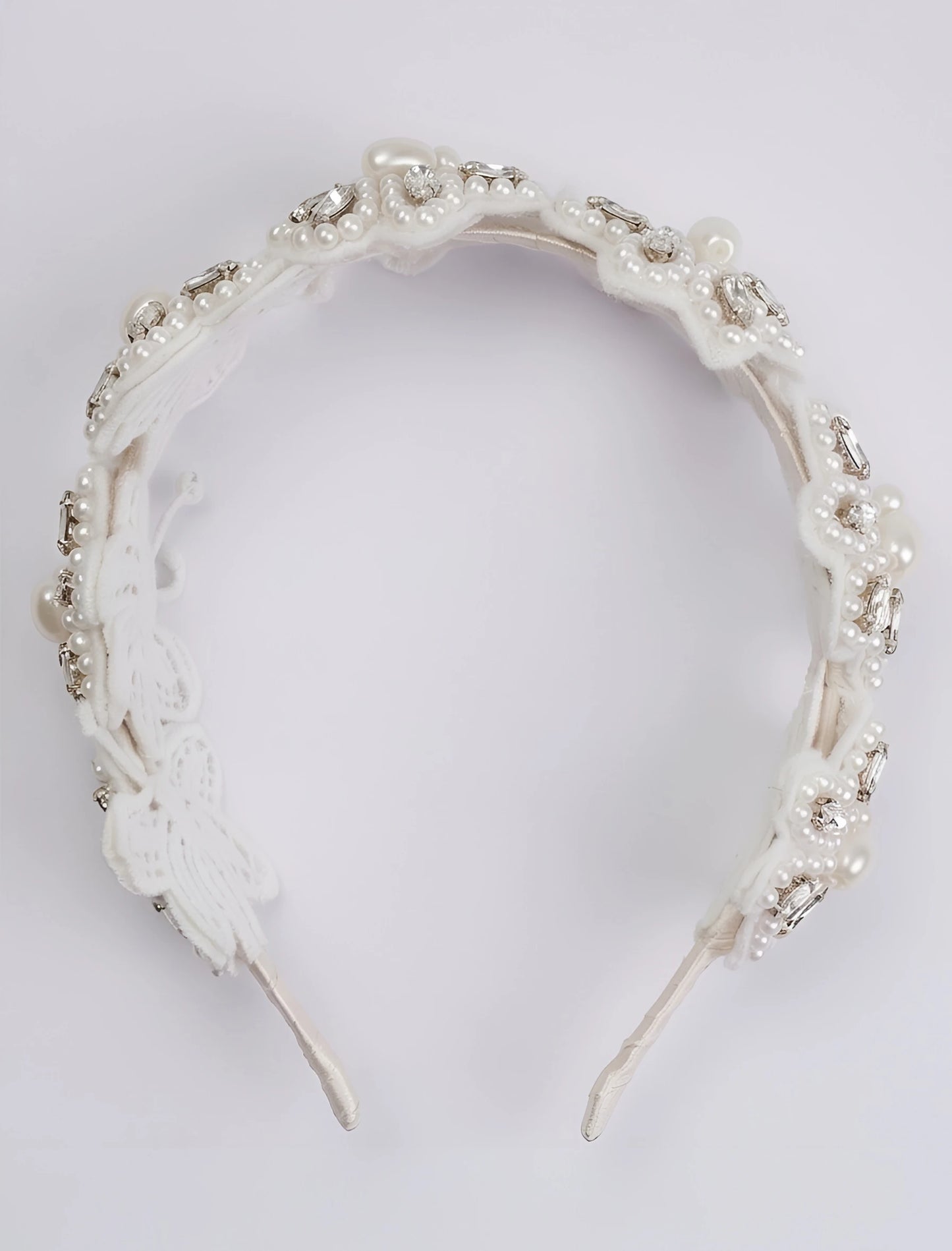 Whimsical Butterfly Dreams Hairband for Girls & Kids - White, Pearls, Glass Beads - Choko