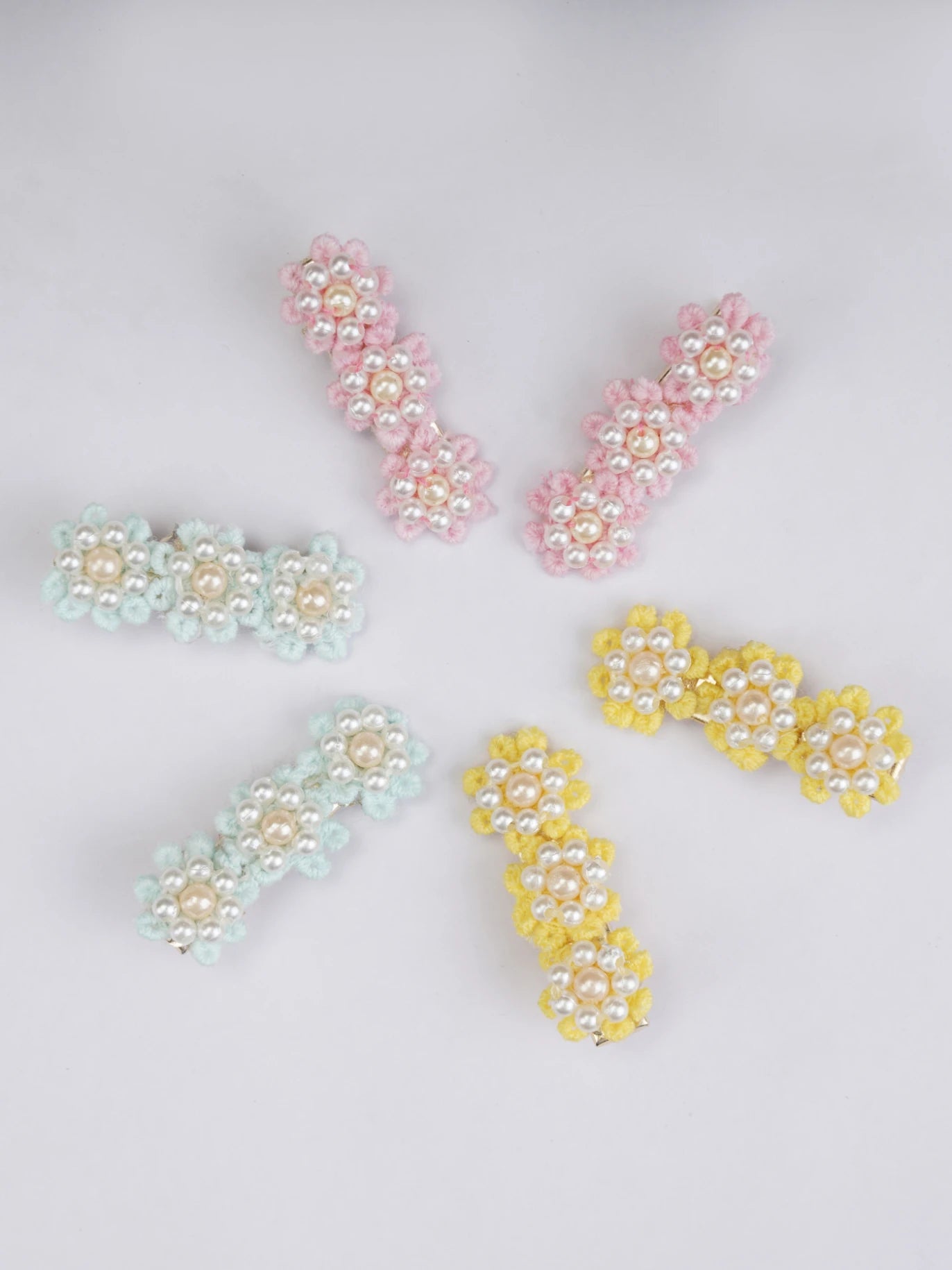 Set of Six Alligator Hair Clips for Girls & Kids - Baby Pink, Soft Blue, Yellow - Choko