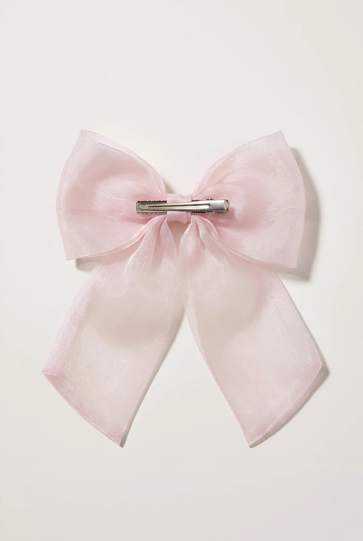 Satin Bow Hair Clip for Girls & Kids - Baby Pink, Pearl Floral Accent - Choko