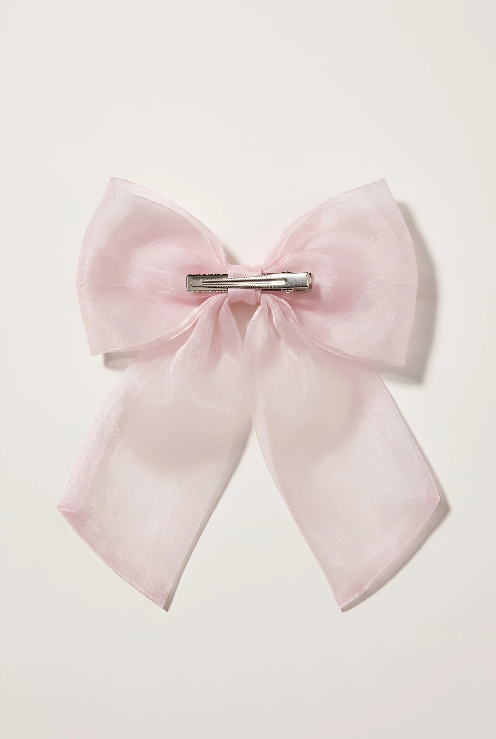 Satin Bow Hair Clip for Girls & Kids - Baby Pink, Pearl Floral Accent - Choko