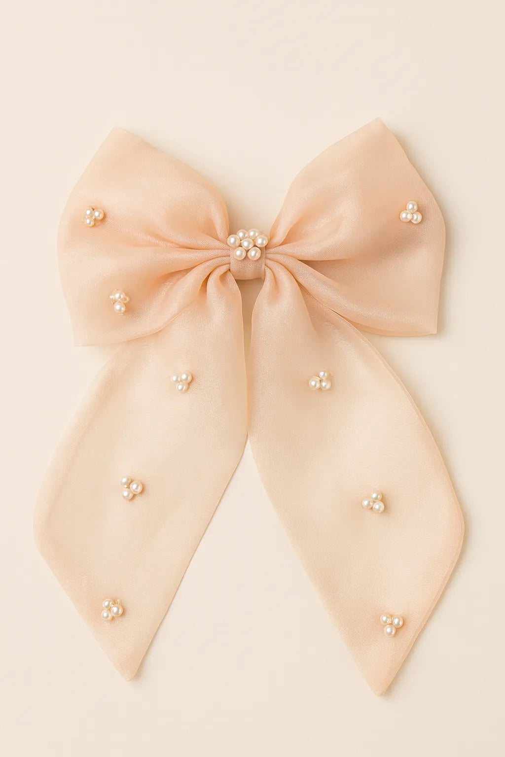 Organza Hair clip Bow Alligator for Girls & Kids - Peach, Pink, White - Choko