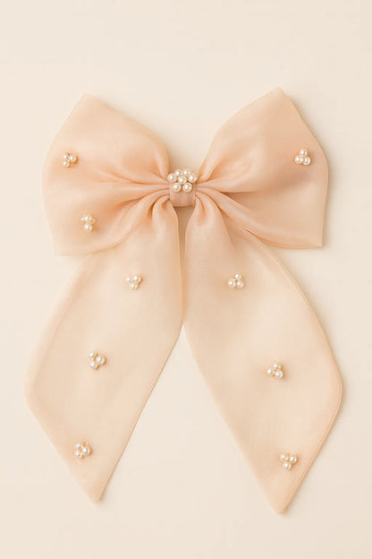 Organza Hair clip Bow Alligator for Girls & Kids - Peach, Pink, White - Choko