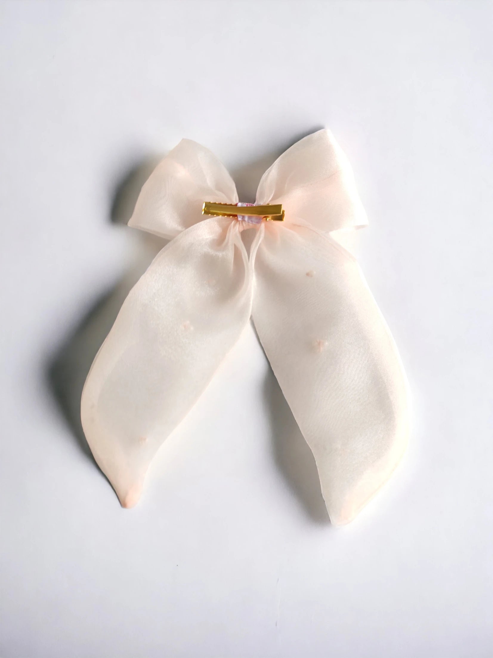 Organza Hair clip Bow Alligator for Girls & Kids - Peach, Pink, White - Choko