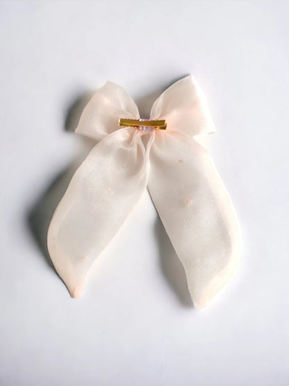 Organza Hair clip Bow Alligator for Girls & Kids - Peach, Pink, White - Choko