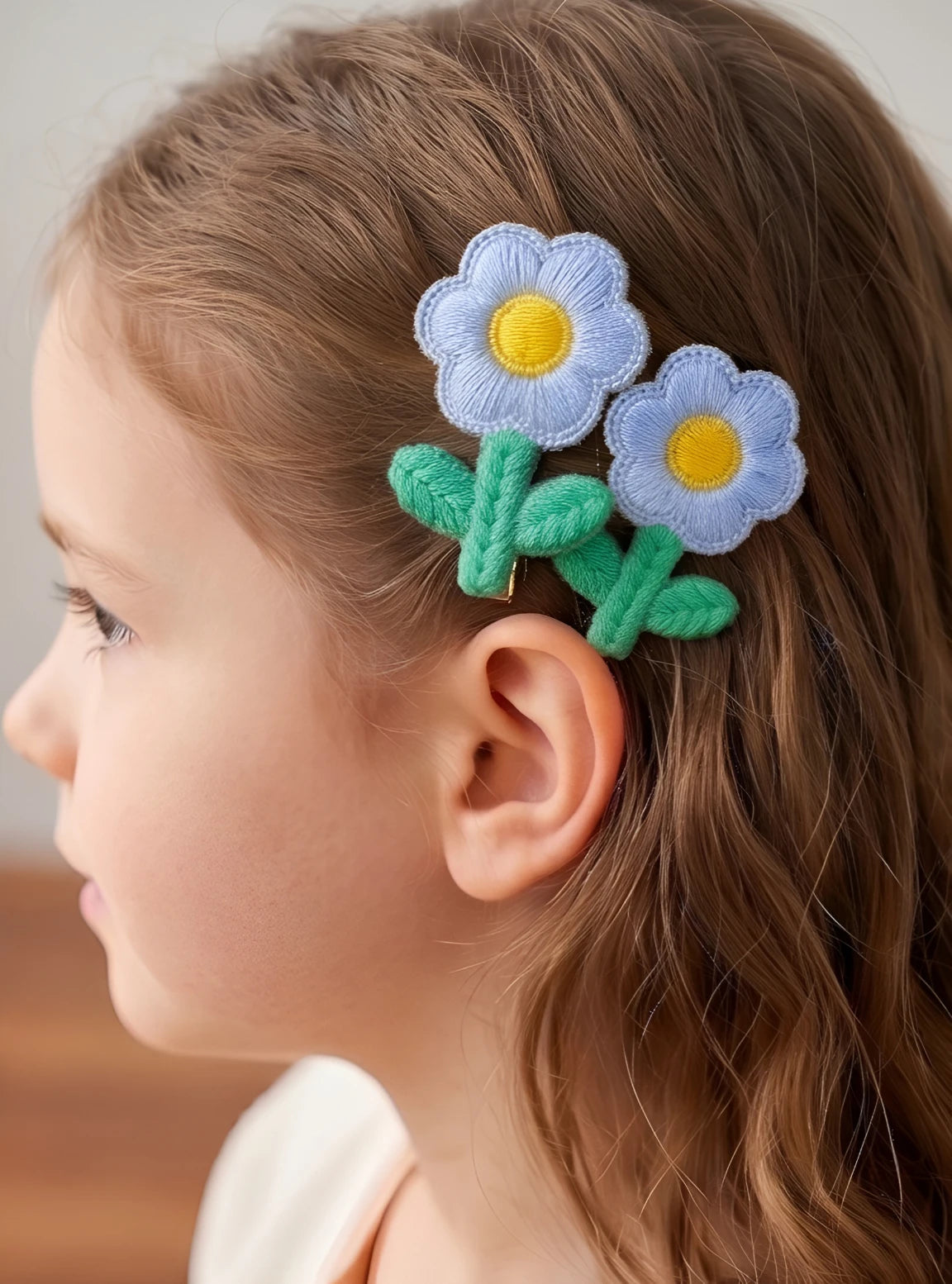 Choko Floral Accent Hairclip for Girls - Blue, Green, Yellow - Choko
