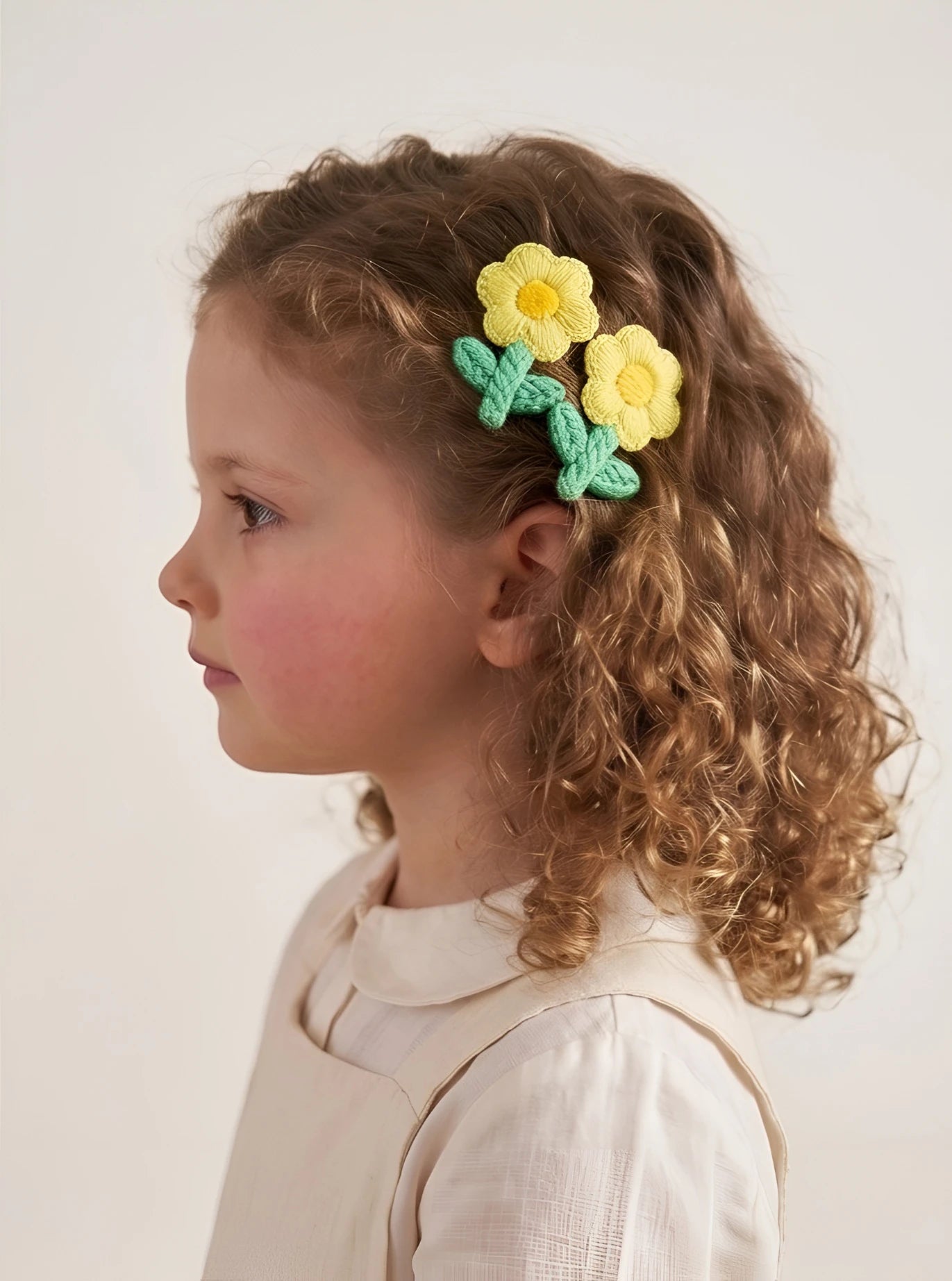 Choko Floral Accent Hairclip for Girls - Green, Yellow - Choko