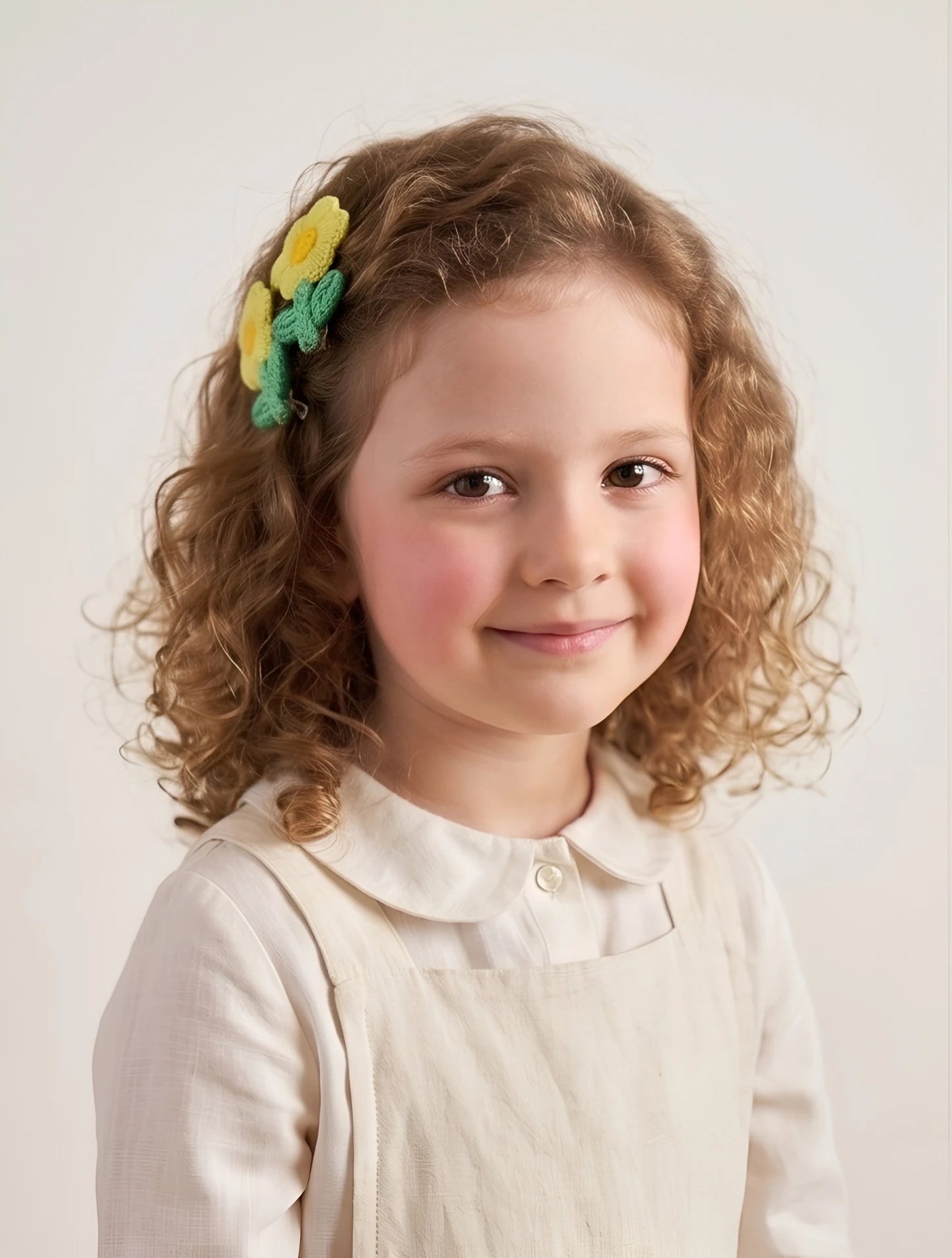 Choko Floral Accent Hairclip for Girls - Green, Yellow - Choko