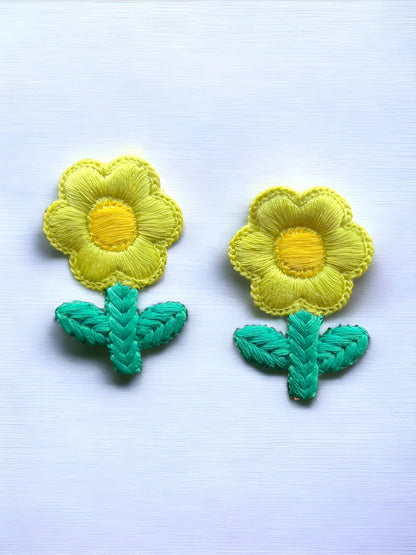 Choko Floral Accent Hairclip for Girls - Green, Yellow - Choko
