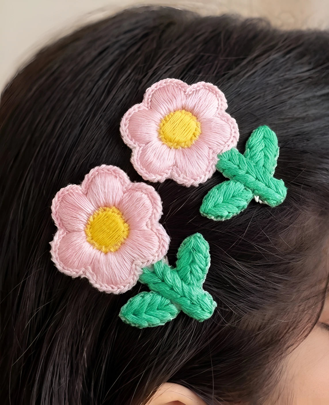 Choko Floral Accent Hairclip for Girls - Pink, Green, Yellow - Choko