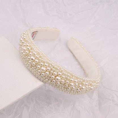 Choko Beads and Pearls Accent Broad Hairband for Girls - Off White - Choko