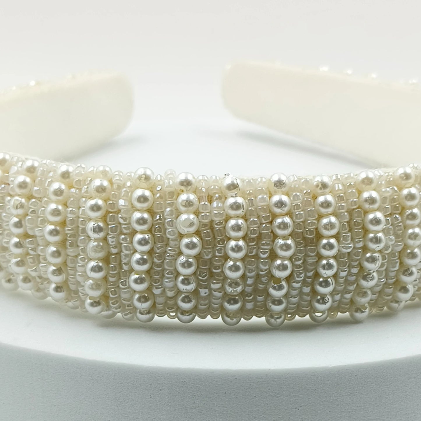 Choko Beads and Pearls Accent Broad Hairband for Girls - Off White - Choko