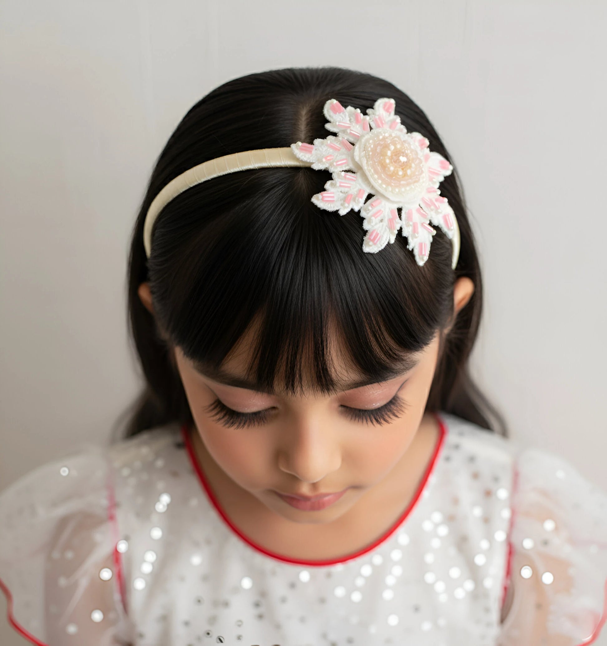 Choko Santa’s Xmas Snowflake Cotton Hairband (Red, White) | Cute Hairband for Girls - Choko