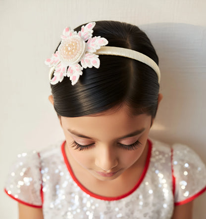 Choko Santa’s Xmas Snowflake Cotton Hairband (Red, White) | Cute Hairband for Girls - Choko