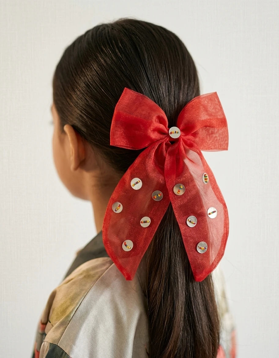 Choko Bow Alligator Hair Clip Red, Simple & Stylish for Girls - Choko