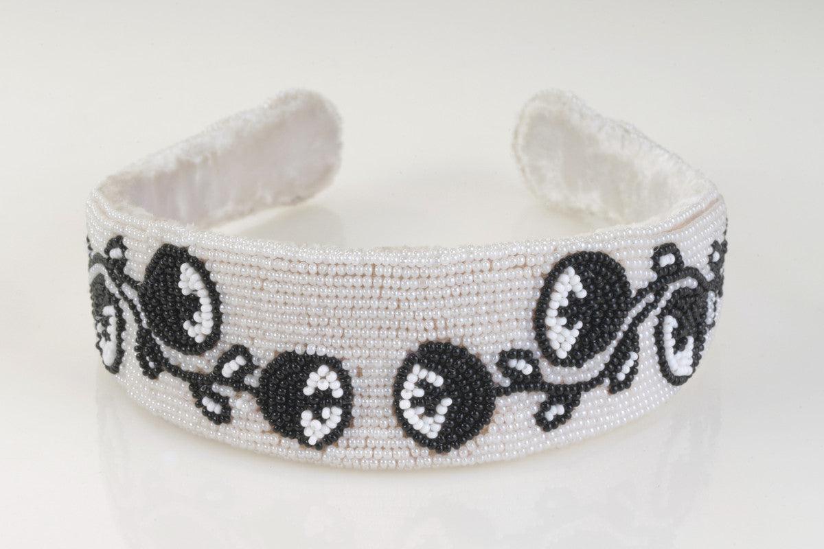 Garden Roses Beaded White Hairband for Girls & Kids – Ebony Elegance & Royal Flair Choko