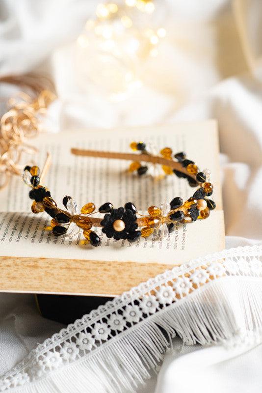 Odile's Laurel Crystal & Lace Hair Band for Girls & Kids - Black Swan Inspiration Choko