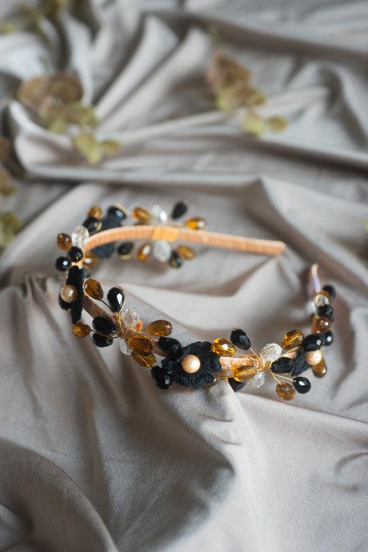 Odile's Laurel Crystal & Lace Hair Band for Girls & Kids - Black Swan Inspiration Choko