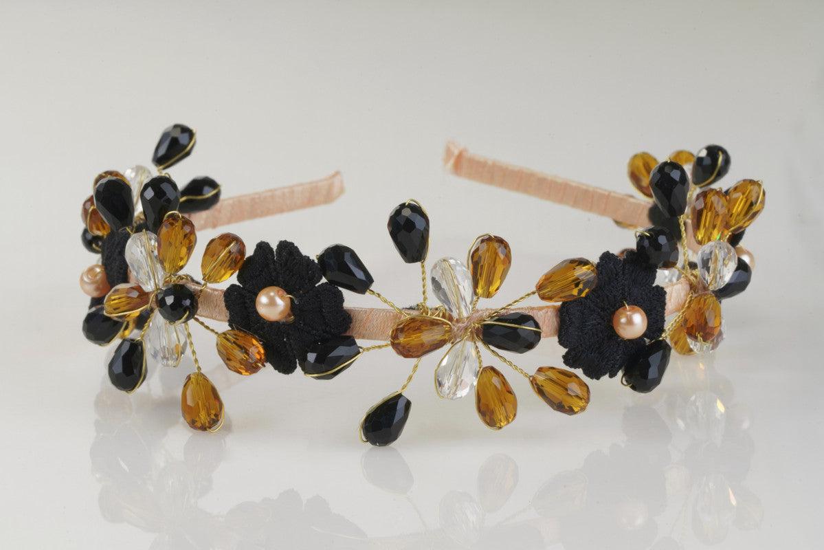 Odile's Laurel Crystal & Lace Hair Band for Girls & Kids - Black Swan Inspiration Choko