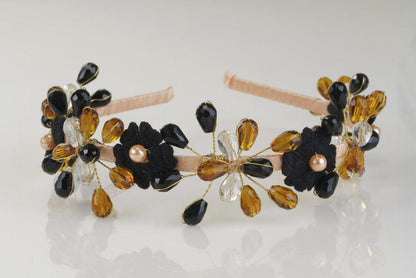 Odile's Laurel Crystal & Lace Hair Band for Girls & Kids - Black Swan Inspiration Choko