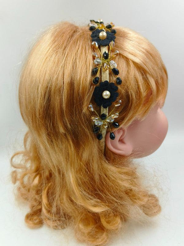 Odile's Laurel Crystal & Lace Hair Band for Girls & Kids - Black Swan Inspiration Choko