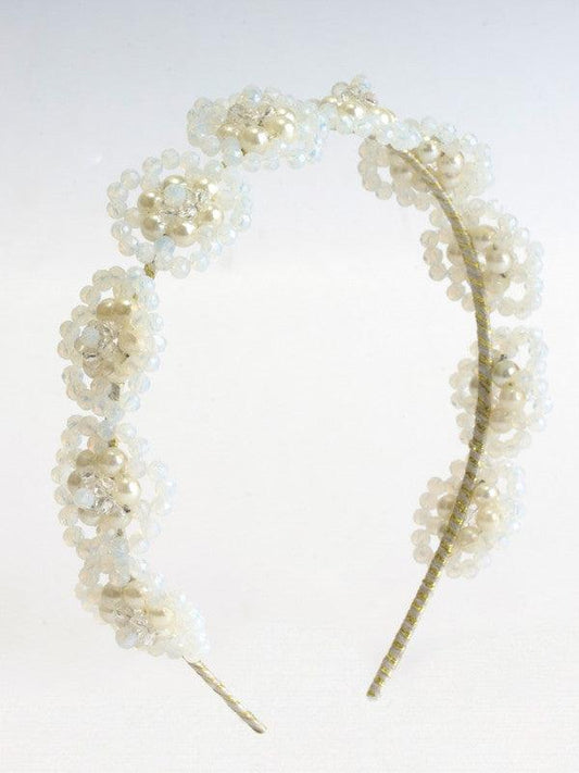 Blossoming Pearls & Crystals Headband for Girls & Kids - Off White Lavish Choko