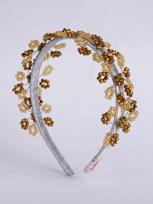 Golden & Silver Beaded Hairband for Girls & Kids – Ethnic Accent Choko