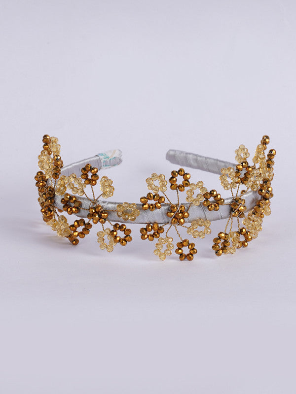 Golden & Silver Beaded Hairband for Girls & Kids – Ethnic Accent Choko