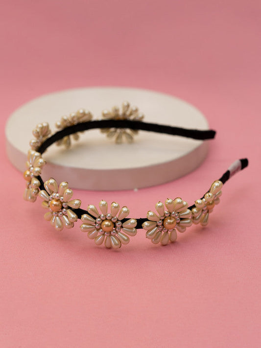Choko Blossom Pearl Hairband for Girls & Kids – Black & Off White Choko