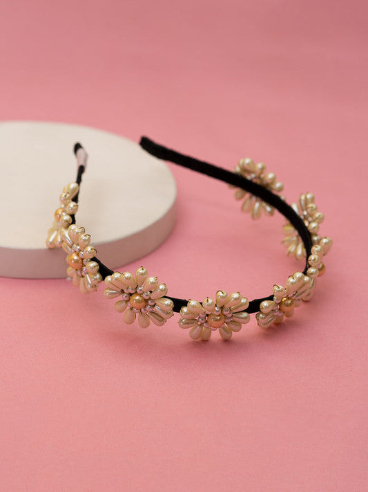 Choko Blossom Pearl Hairband for Girls & Kids – Black & Off White Choko