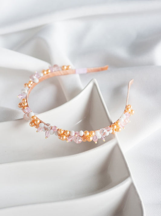 Blushed Gems Hairband for Girls & Kids - Pink & Peach Pearl-Chic - Choko