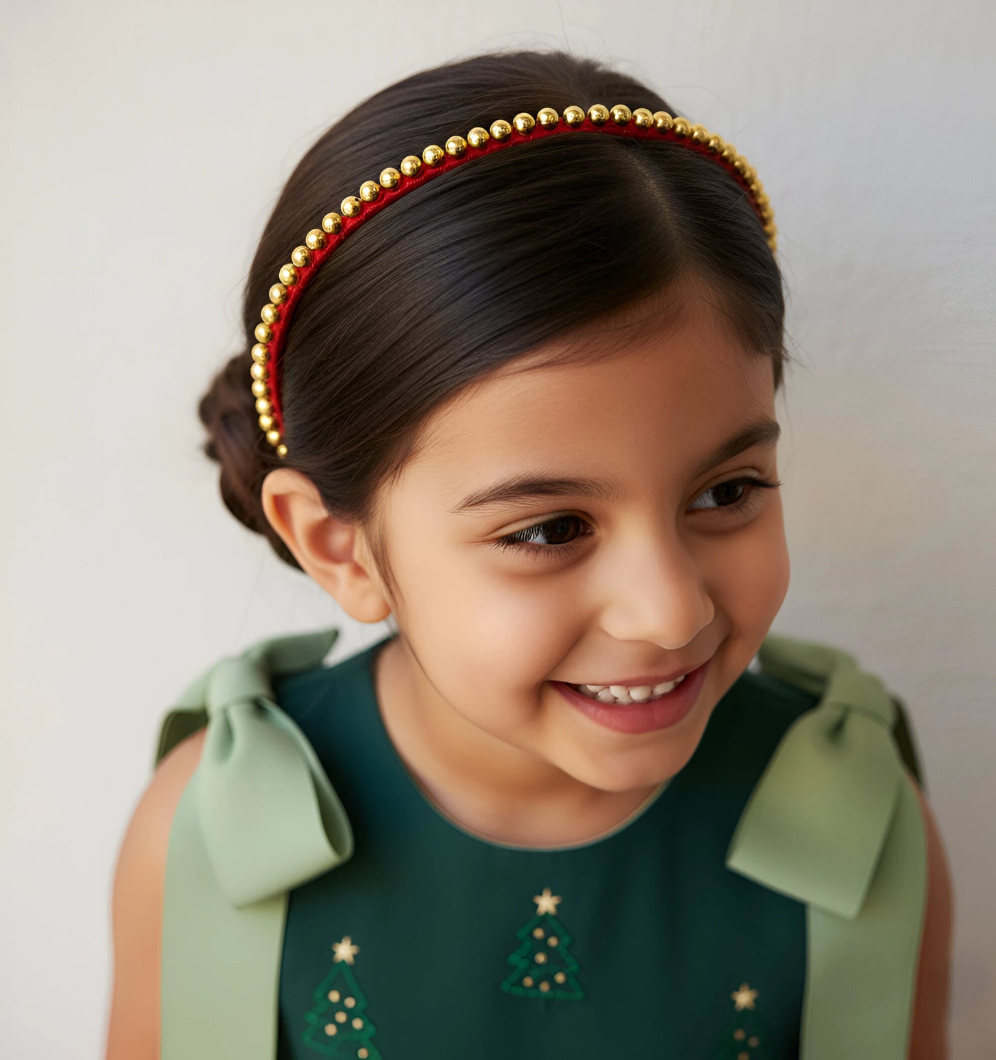 Golden Beads & Red Lace Hairband for Girls - Sophisticated Spark - Choko