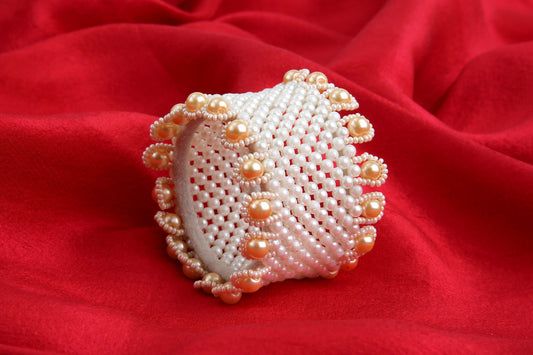 Eternal Queen Pearl Bangle for Girls – Regal White & Beige Pearls